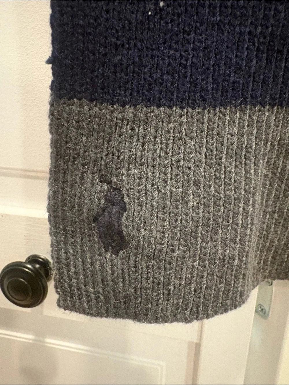 Polo by Ralph Lauren Navy and Charcoal Ribbed Knit Scarf